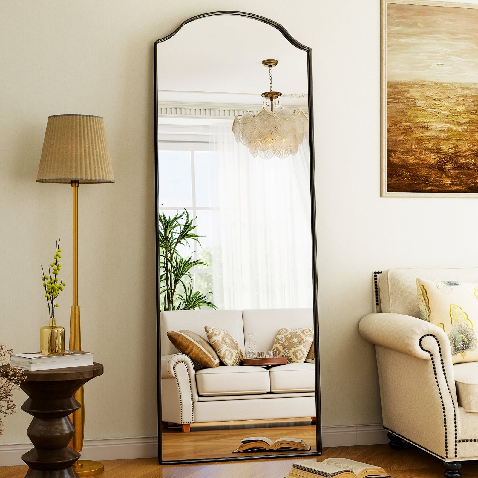 AUROMIR 65"x24" Full Length Mirror Floor Mirror Freestanding Wall-Mounted Mirror,Black