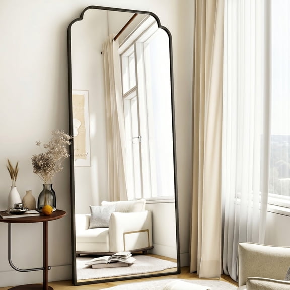 AUROMIR 69"x25" Arched Full Length Mirror Modern Floor Mirror with Deep Frame, Black