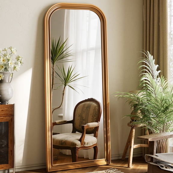 AUROMIR 69"x28" Arched Full Length Mirror Vintage Decor Mirror Floor Mirror, Antique Gold