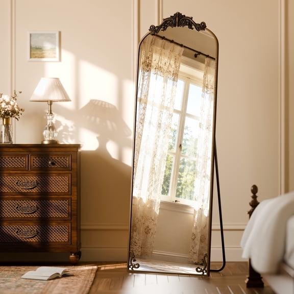 AUROMIR 70"x 24" Arched Floor Mirror Full Length Mirror Baroque Vintage Mirror with Carved Frame, Antique Bronze