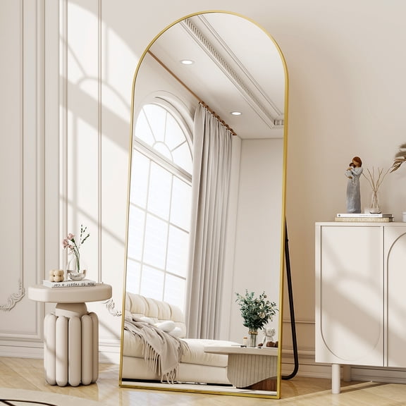 AUROMIR 71"x26" Arched Full Length Mirror Floor Mirror Full Body Standing Mirror, Gold