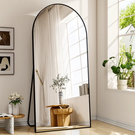 AUROMIR 71"x30" Arched Full Length Mirror Floor Mirror Full Body Standing Mirror, Black