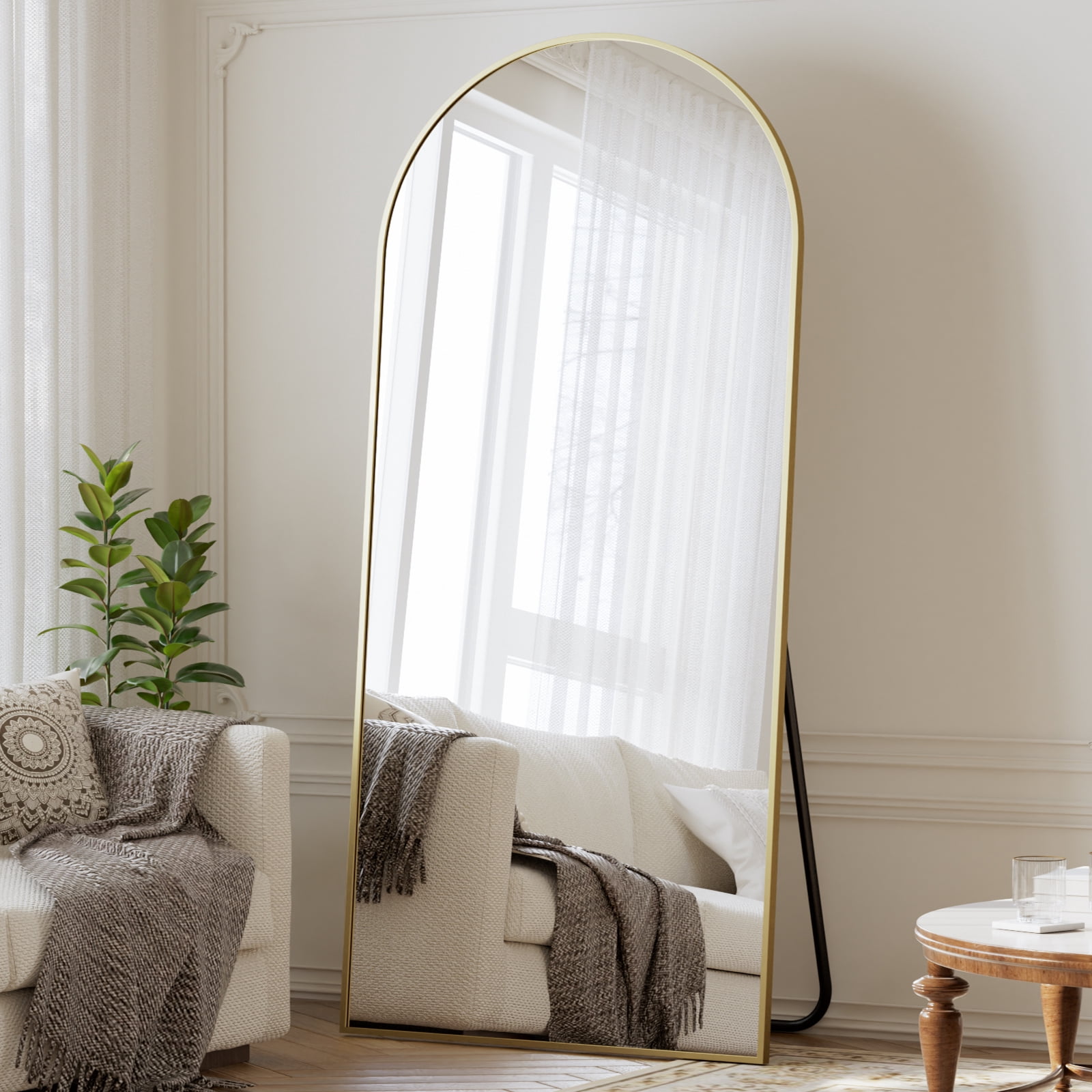 AUROMIR 71"x30" Arched Full Length Mirror Floor Mirror Full Body Standing Mirror, Gold