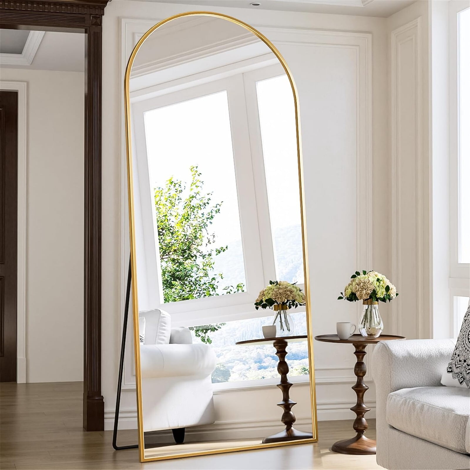 AUROMIR 71"x30" Arched Full Length Mirror Large Floor Mirror with Metal Frame, Gold