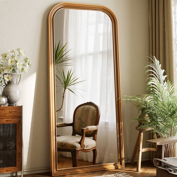 AUROMIR 71"x32" Arched Full Length Mirror Vintage Decor Mirror Floor Mirror, Antique Gold