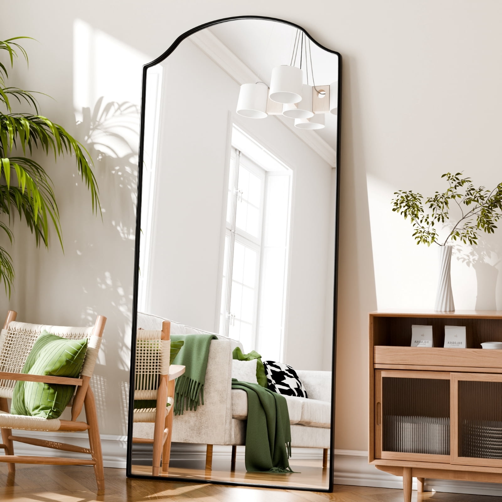 AUROMIR 71"x32" Full Length Mirror Floor Mirror Freestanding Wall-Mounted Mirror,Black