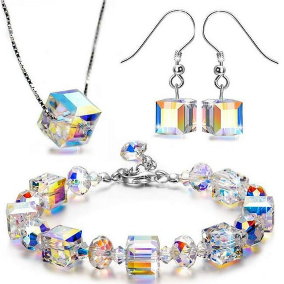 AURORA-SET-GBOX Aurora Northern Lights Jewelry Set - Includes Bracelet, Necklace, Earring & Gift Box - 3 Piece