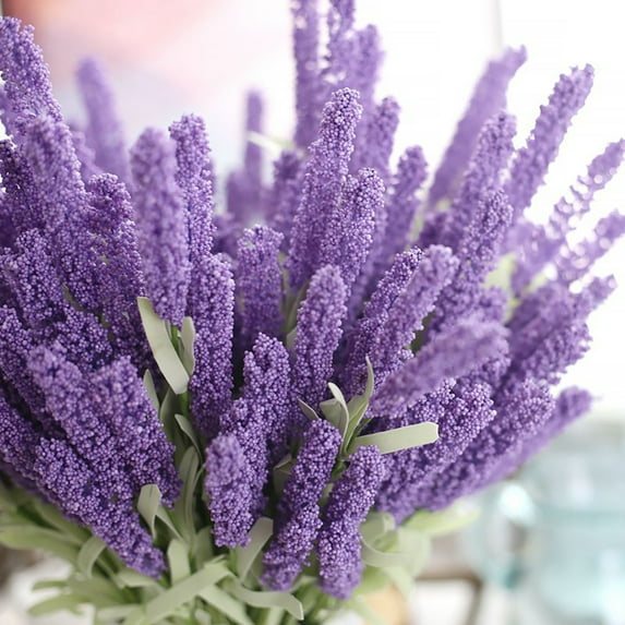 AURORA TRADE 1 Branch 12 Heads Artificial Lavender Flowers, Purple Plant Bouquets for Wedding, Decorations, Farmhouse Home Decor