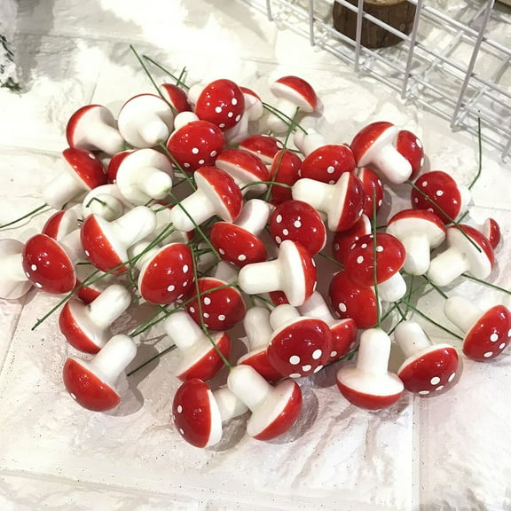 AURORA TRADE 100Pcs/Set Cute Tiny Mushrooms Mini Miniature Figurines Garden Mushrooms Ornaments Mushroom Model DIY Bonsai Craft for Home Party Decoration Supplies