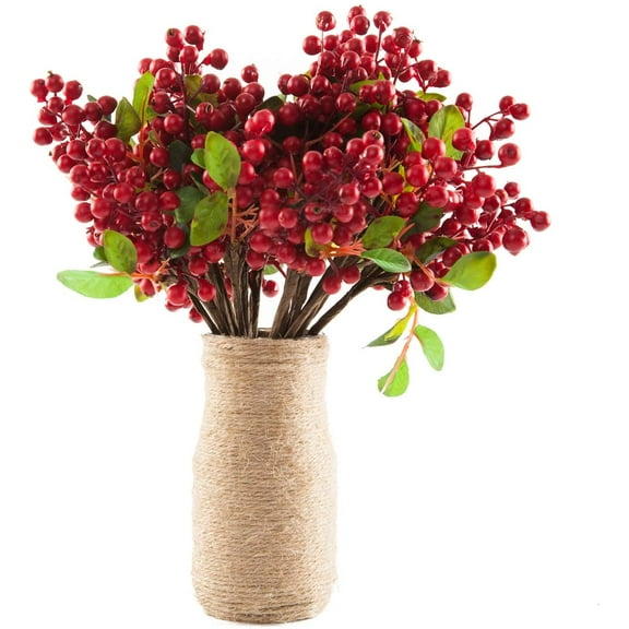 AURORA TRADE 10PCS Artificial Red Berry Twig Stems, 9 inch Artificial Burgundy Holly Berry Picks for Christmas Tree Decorations, Crafts, Wedding, Party, Holiday, Home Decor and Wreath DIY