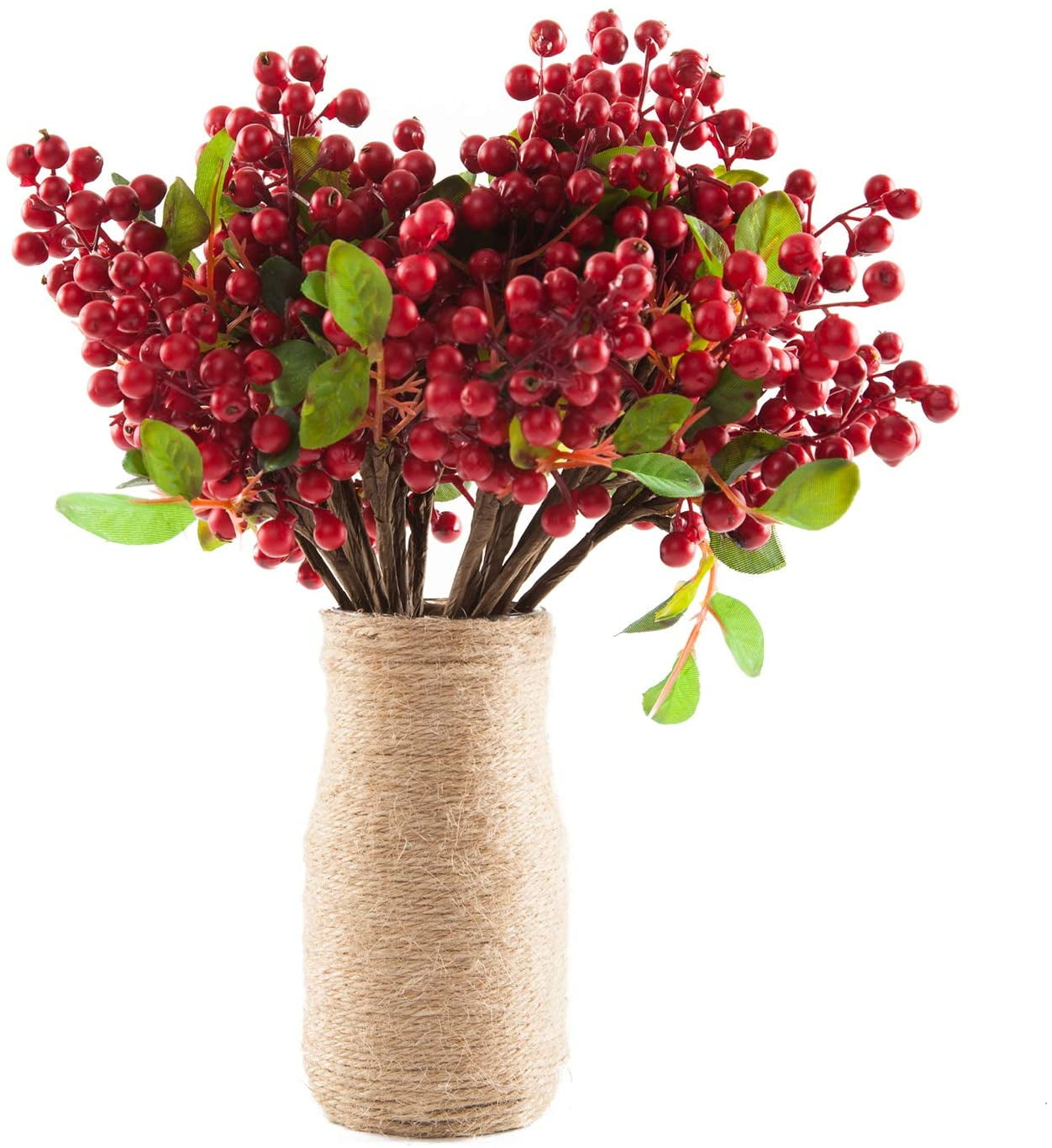 Christmas Red Berry Stem,53cm Artificial Burgundy Red Berry Pick