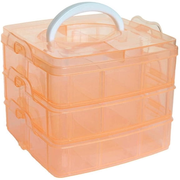 AURORA TRADE 3 Layers 18 Compartments Clear Storage Box Container Jewelry Bead Organizer Case