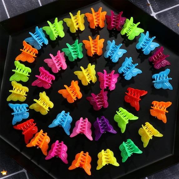 AURORA TRADE 30 Pcs/Set Children Hairpins Solid Color Butterfly Shape Small Plastic Kids Hair Clips for Gift