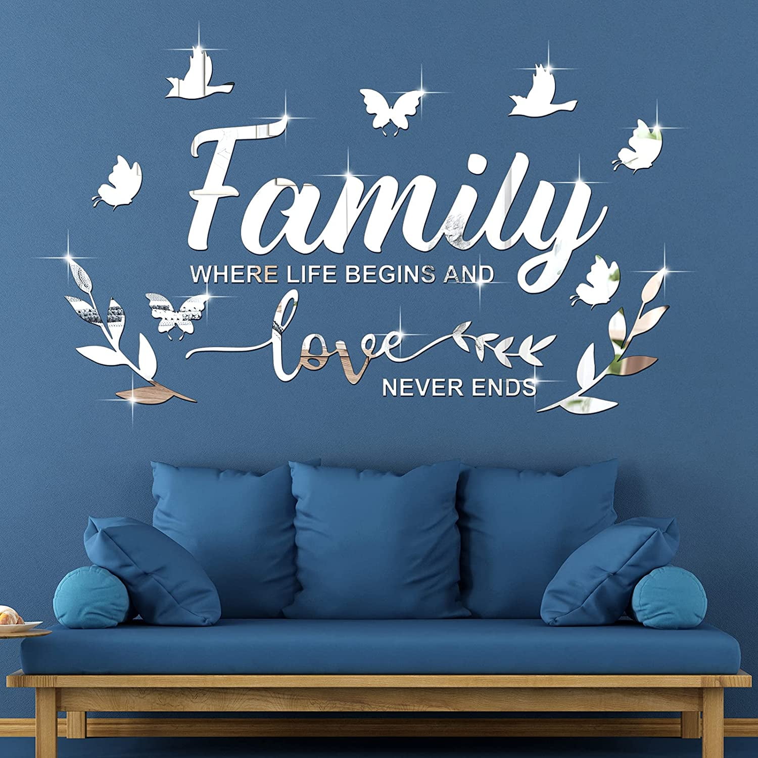 AURORA TRADE 3D Acrylic Mirror Wall Decal Stickers Family Letter ...
