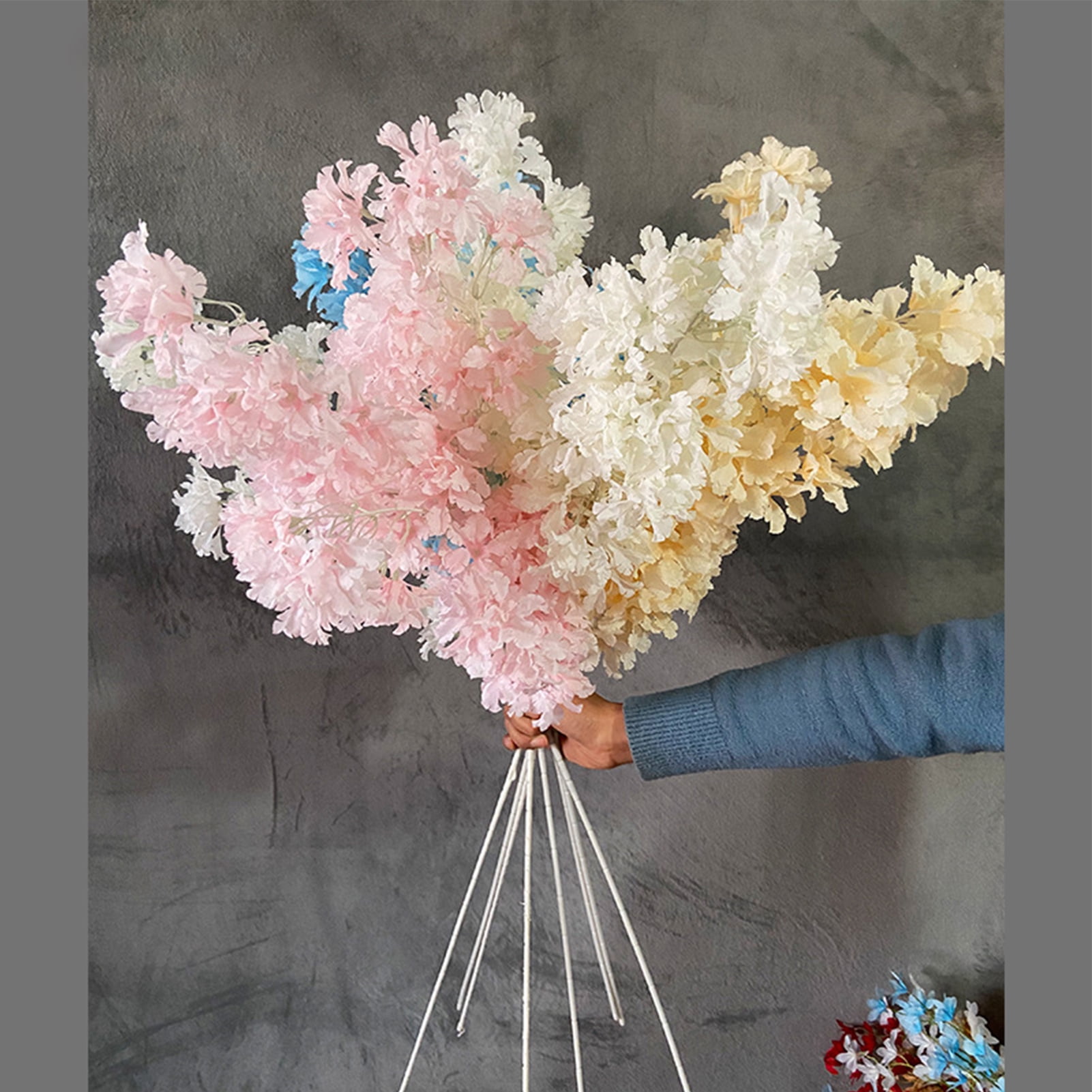 AURORA TRADE 5PCS Artificial cherry blossoms Flowers Fake Silk Flowers for Wedding Centerpieces