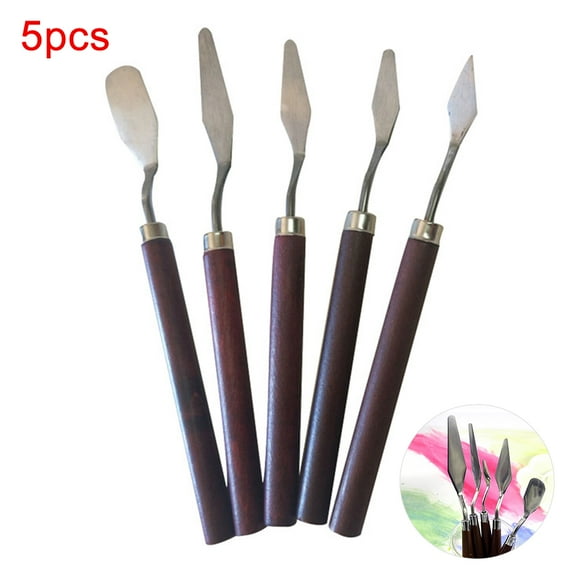 AURORA TRADE 5pcs Stainless Steel Artists Palette Knife Set,Spatula Palette Knife Painting Mixing Scraper,Thin and Flexible Art Tools for Oil Painting, Acrylic Mixing, Etc.
