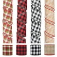 thumbnail image 1 of AURORA TRADE 63mm Christmas Ribbon Wired Classic Plaid Thicker DIY Anti-fade Gift Packing Imitation Flax Large Bowknot Making Xmas Tree Ribbon for Festival, 1 of 8