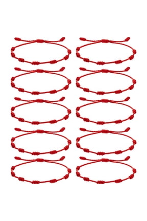 7 Knots Bracelets for Lucky Adjustable Red String Rope Ankle Bracelet Handmade Amulet Strand Thread Kabbalah Cord Jewelry Accessory for Men Women 10PCS