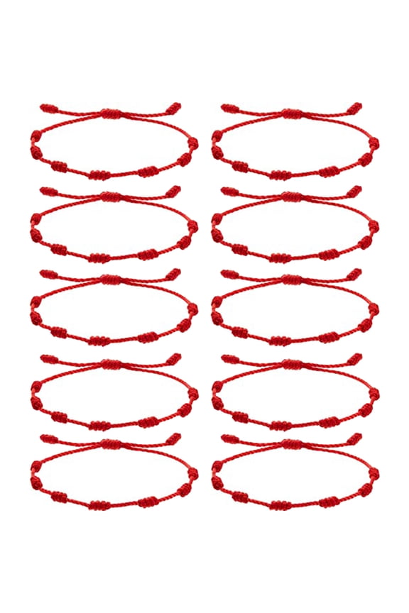 7 Knots Bracelets for Lucky Adjustable Red String Rope Ankle Bracelet Handmade Amulet Strand Thread Kabbalah Cord Jewelry Accessory for Men Women 10PCS