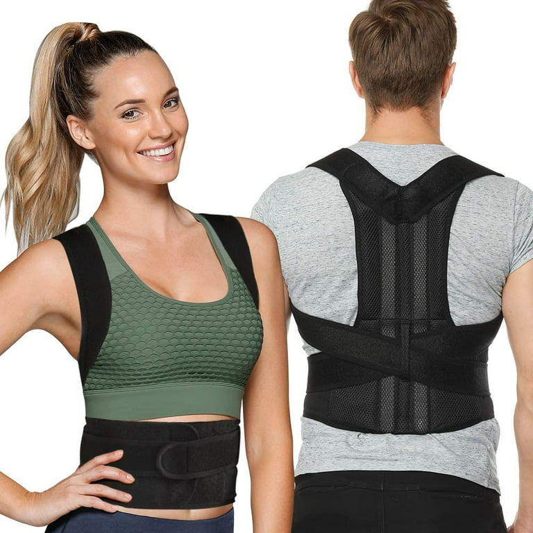 AURORA TRADE Adjustable Full Back Support Brace - Upper and Lower Back Pain  Relief, Thoracic Kyphosis, Rounded Shoulders, Posture Correction