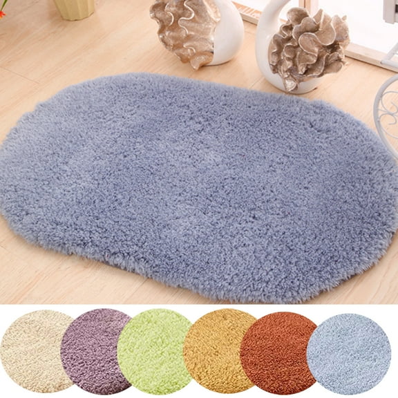 AURORA TRADE Bathroom Rugs Oval Bath Mat for Bathroom Non Slip Soft Absorbant Bath Mats Microfiber Fluffy Oval Bathroom Rug Machine Washable