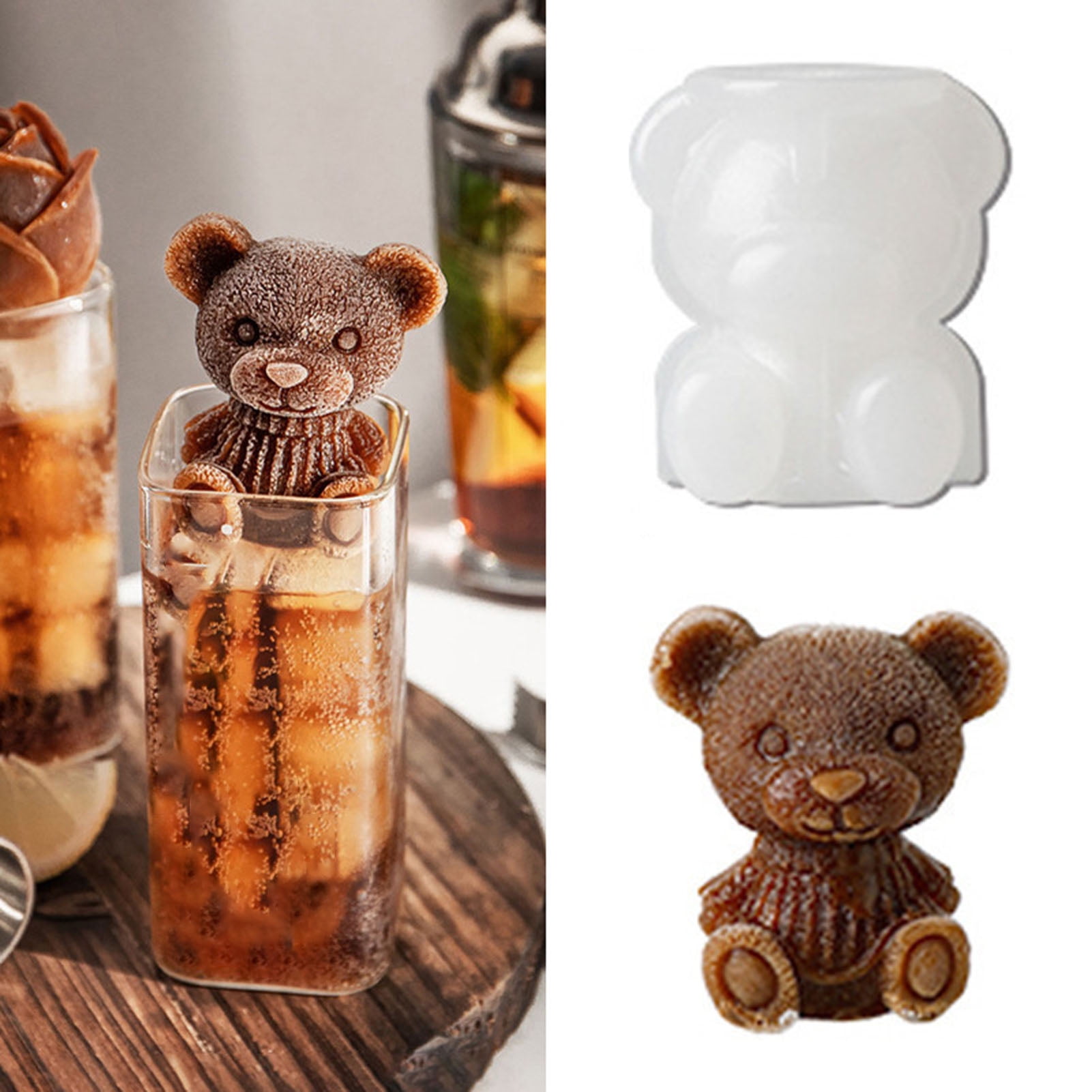 Agoniii ice bear,bear mold 3d, Teddy Bear mold Ice Cube,ice cube mold, 3d  silicone mold,bear mold,ice molds for coffee,Milk tea,candy 2 pcs