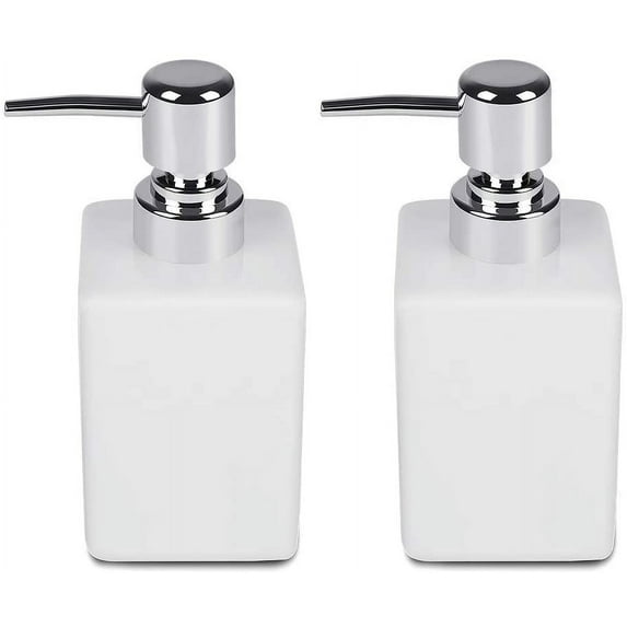 AURORA TRADE Ceramic Soap Dispenser, 2PCS Ceramic Liquid Hand Soap Dispenser Pump Bottle Stylish Hand Lotion Bottle for Kitchen Bathroom