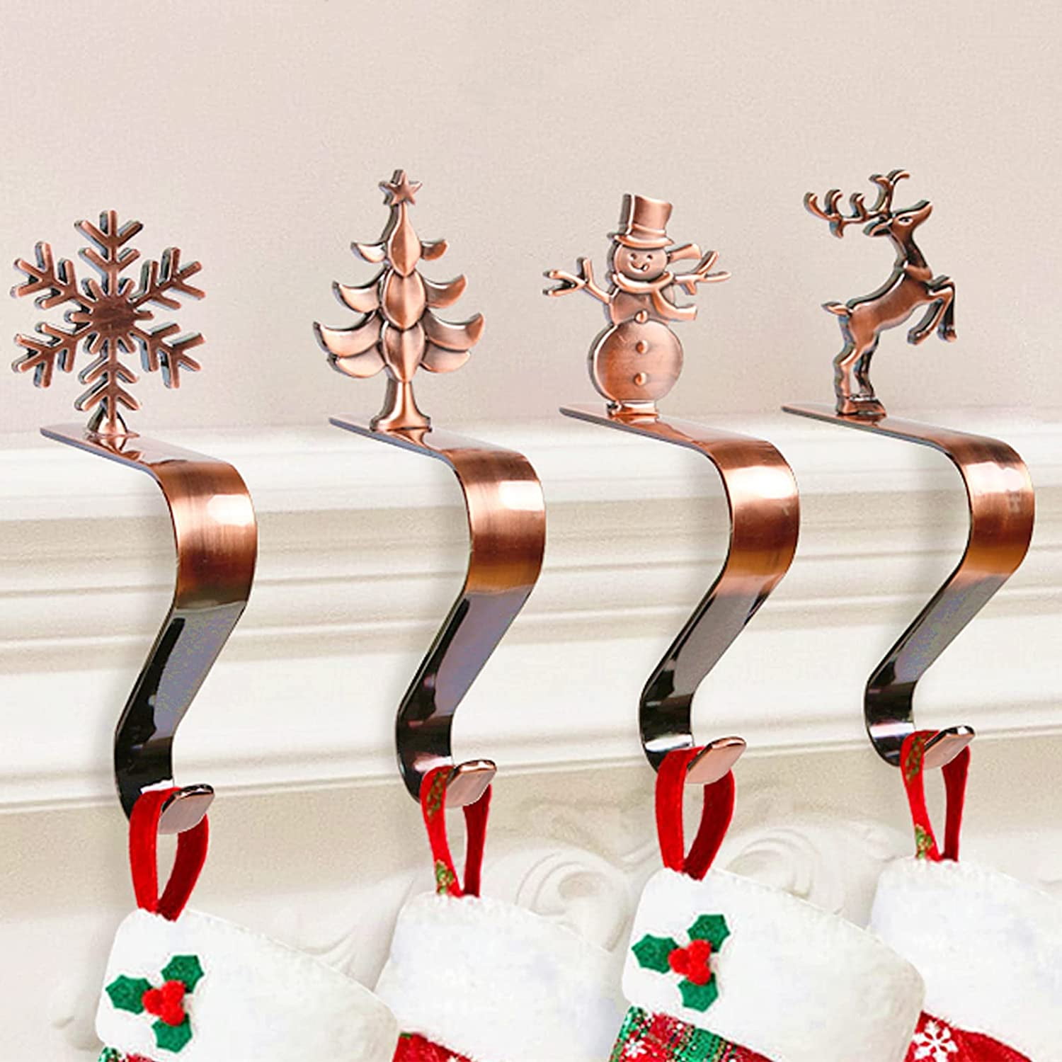 AURORA TRADE Christmas Stocking Hangers for Mantel, Mantle Clip
