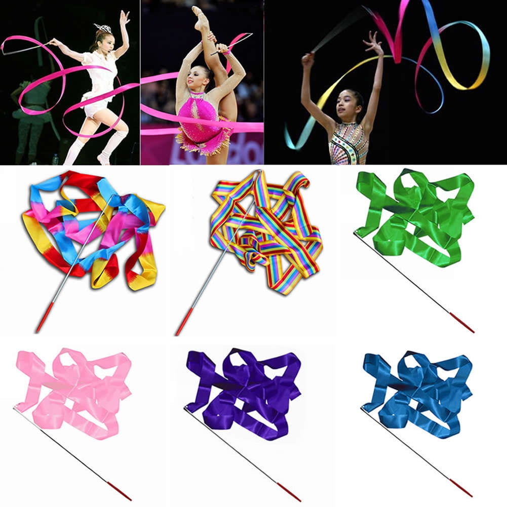 AURORA TRADE Dance Ribbons Rainbow Streamers Rhythmic Gymnastics Ribbon ...