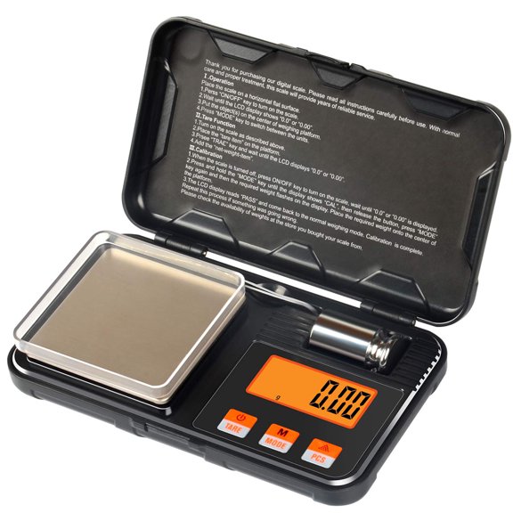AURORA TRADE Digital Scale, 200g x 0.01g Gram Scale with Pocket Size, 50g Calibration Weight,6 Units Conversion, LCD Back-Lit Display, Use for Jewelry/Medicine/Food/Powder/Weed