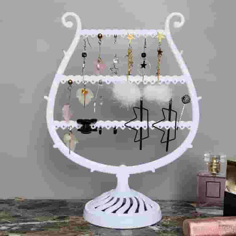 Earring And Ring 5-Tier Black Metal Jewelry Organizer With Ring Tray Earring And Ring 5-Tier Black Metal Jewelry Organizer With Ring Tray