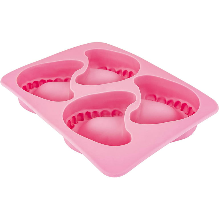 AURORA TRADE Fairly Odd Novelties Smile Teeth Denture Shaped ICE Tray Mold  Perfect Gift for Dentists or Seniors makes 4 Cubes One Size Pink 