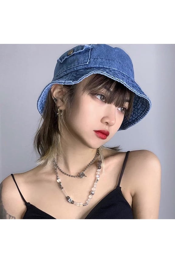 Foldable Fisherman Hat Washed Denim Bucket Hats Unisex Hip Hop Men Women Panama Bucket Cap