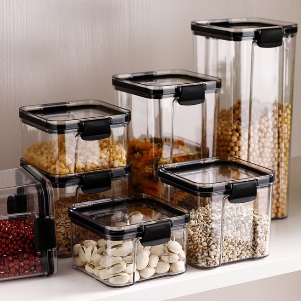  CosyStora Airtight Food Storage Containers Set 6 Pieces POP  Open Clear Plastic Canisters with lids,BPA Free, Kitchen Pantry  Organization and Storage Containers for Bakery Cookies Nuts Sugar Storage:  Home & Kitchen