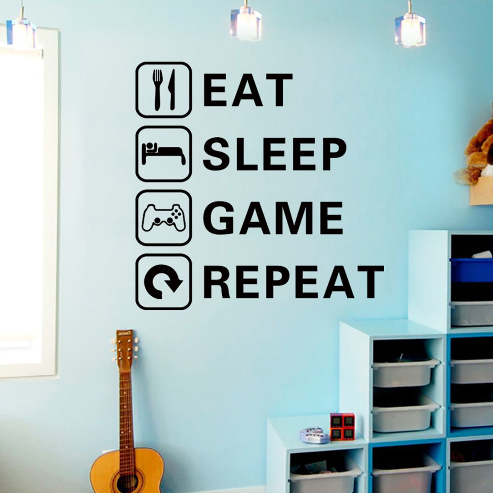 AURORA TRADE Gamer Room Decor, Video Game Wall Decal, Eat Sleep Game ...