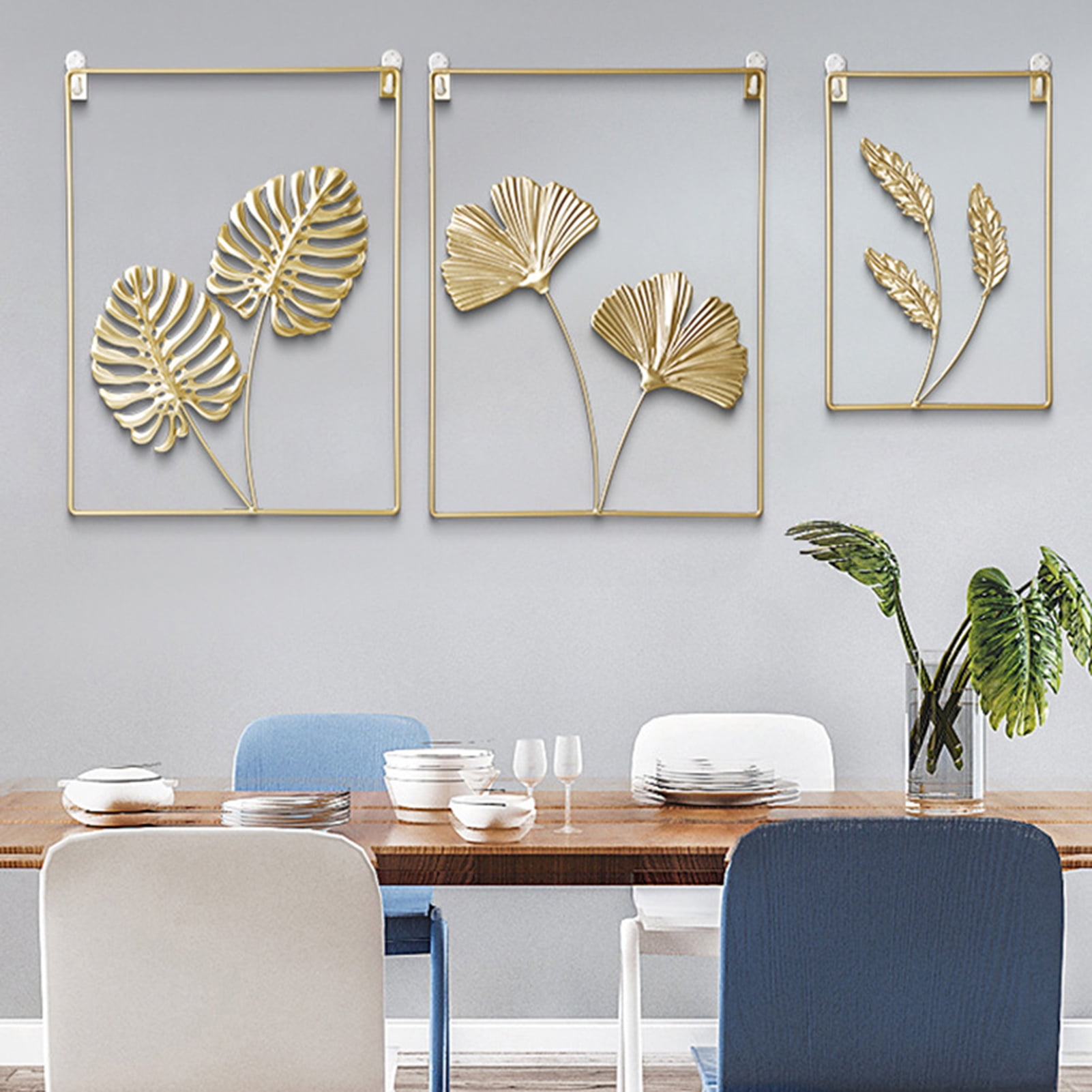 AURORA TRADE Gold Metal Wall Decor,Golden Leaf Wall Hanging Decor with ...