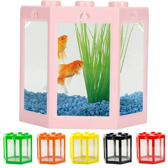 AURORA TRADE Hexagonal Fish Tank, Mini Fish Tank Row Aquarium Stackable Small Betta Fish Tank, Ant Feeding Case Mini Reptile Row Box, 4.72" x 4.13" x 4.53"