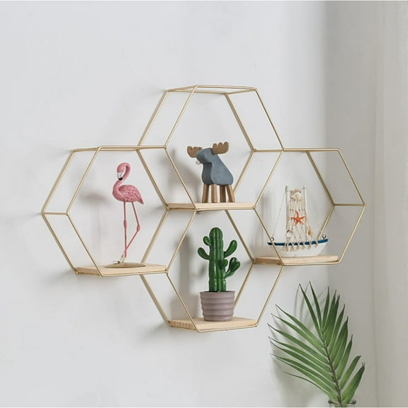 AURORA TRADE Hexagonal Floating Shelves for Wall Decor (Set of 3)