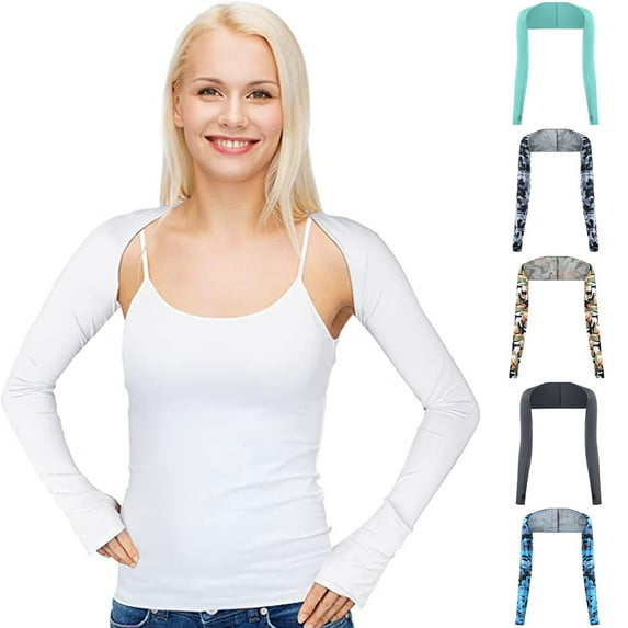 AURORA TRADE Ladies Cooling Shawl Arm Sleeve with Finger Hole, Comfortable & Breathable, Sun Protection Wearing Cooler Shrug for Women Men Golfing, Driving, Riding, Fishing