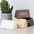 AURORA TRADE Modern Triangle Wood Clock Digital LED Wooden Alarm Clocks ...