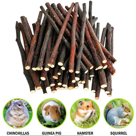 AURORA TRADE Natural Apple Sticks Pet Snacks Chew Toys for Guinea Pigs Chinchilla Squirrel Rabbits Hamster Guinea Pigs, 20/40/60PCS