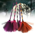 thumbnail image 1 of AURORA TRADE Net Yarn Bowknot Decor Cosplay Decorative Halloween Witch Broom Costume Party Halloween Plastic Broom Props Party Supplies, 1 of 8