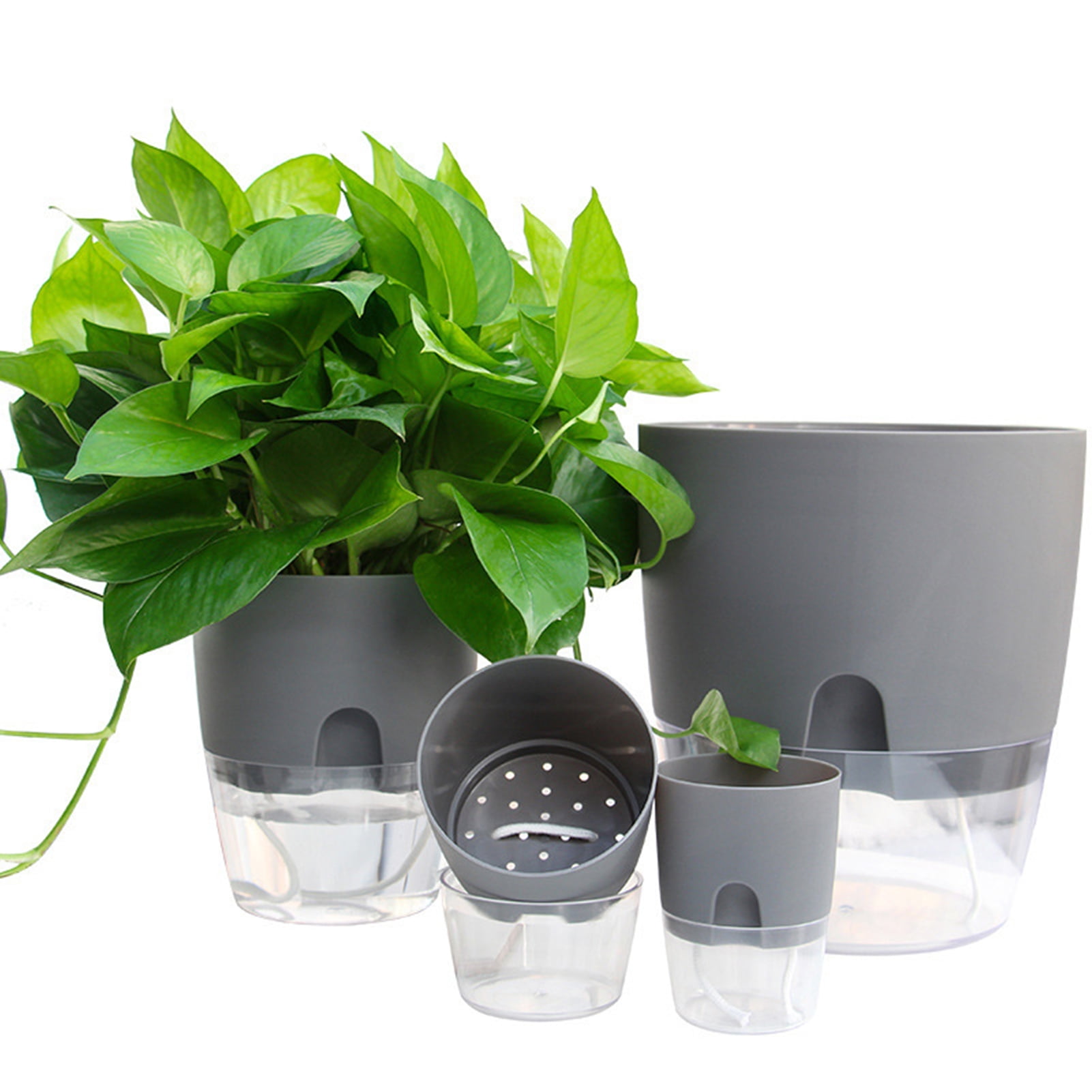 AURORA TRADE Plant and Flower Pot Self Watering Pots for Indoor Plants  Wicking Pots, Modern Decorative Planter Pot for House Plants, Aloe, Herbs,  African Violets, Succulents - Walmart.com, image size:1601x1601