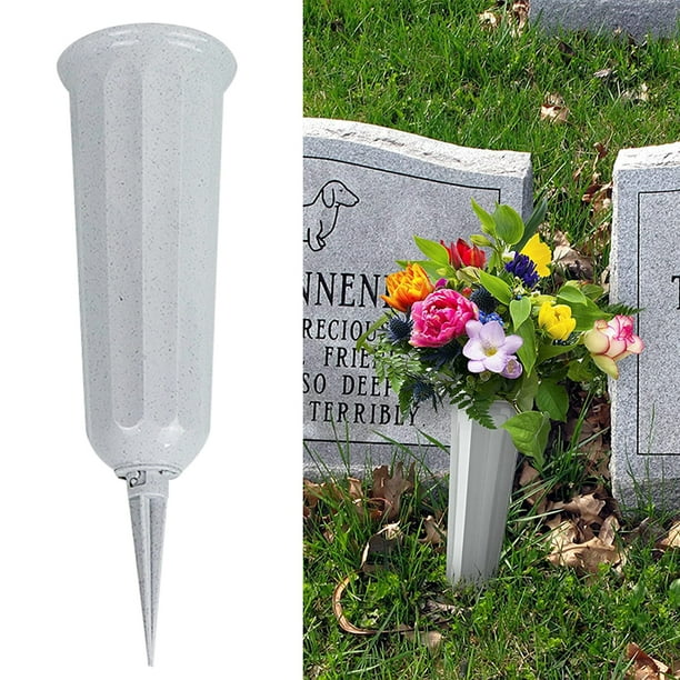AURORA TRADE Plastic Cemetery Vases Flower Holder for Cemetery Decorations for Grave In Ground