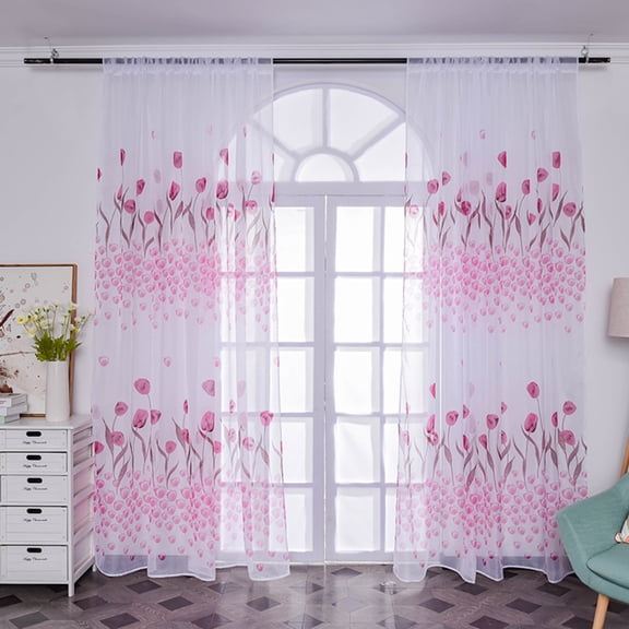 AURORA TRADE Sheer Window Curtains 1 Panel- Sheer Curtains with Print Curtain Sheers Voile Sheer Window Curtain Panels for Bedroom Living Room Nursery