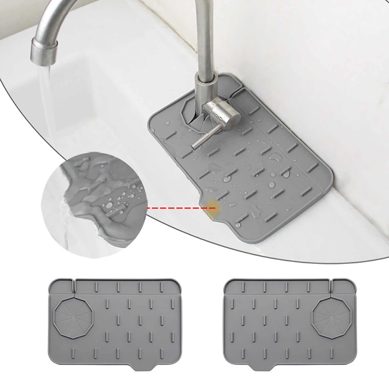 30x5.5 Inch Silicone Sink Faucet Mat for Kitchen Bathroom, 76cm Kitchen  Sink Splash Guard, Bathroom Faucet Drain Mat Handle Drip Catcher Tray, Countertop  Protector Absorbent Drying Pad Black 