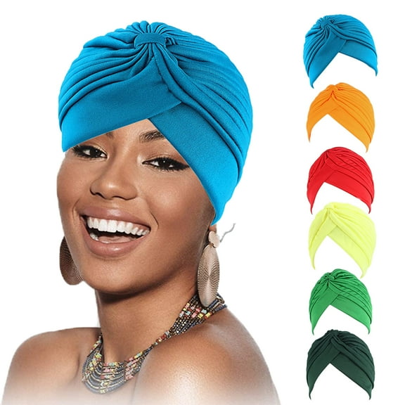 AURORA TRADE Turbans for Women Soft Pre Tied Knot Fashion Pleated Turban Cap Beanie Headwrap Sleep Hat Breathable Stretchy Anti-UV Sun-proof No Brim Beanie Hat