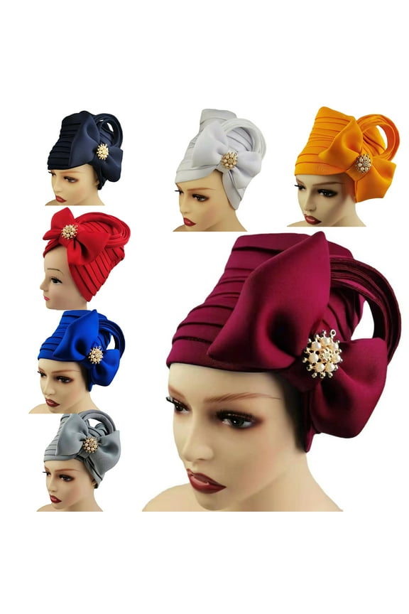 Women African Gele Headtie Nigerian Wedding Gele Muslim Turban Cap Arab India Hat Head Wraps Turbante