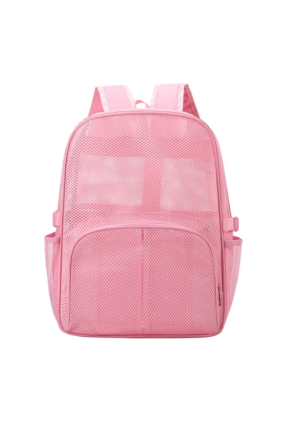 AURORADY 2026 Sales Hot Pink Mesh Backpack with Padded Straps Large See Through Net Daypack Lightweight Multi Zipper Front Pocket Dual Side Water Bottle Holders Swimming Beach Gym Travel School