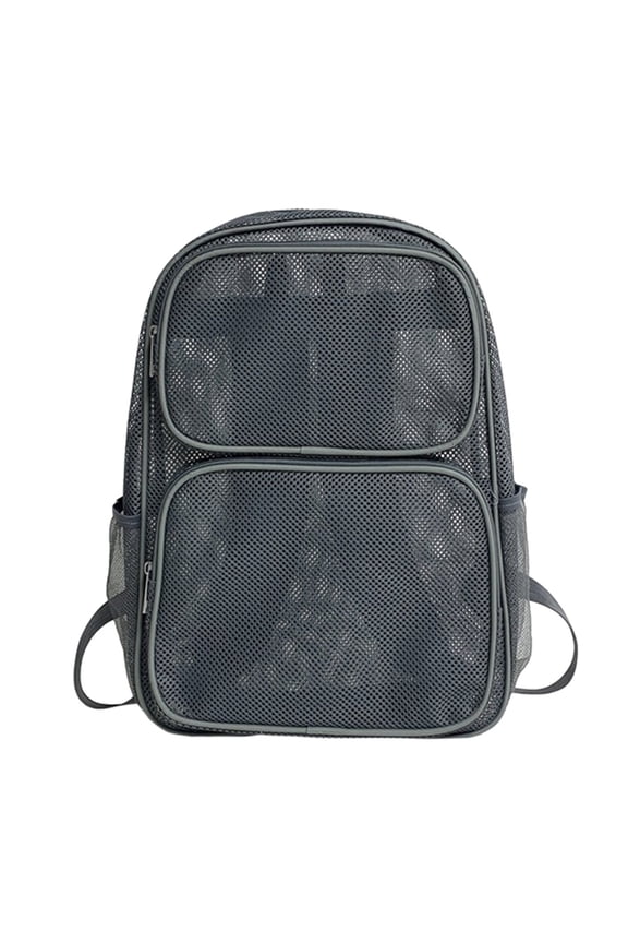 AURORADY Hot Sales Grey Clear Mesh Backpack Heavy Duty See Through Mesh Bookbag with 2 Front Pockets Adjustable Shoulder Straps Multi Color Transparent Backpack for School Stadium Travel Sports